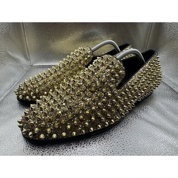RARE 🚀‎ Size 10 - J75 By Jump Luxor Gold Spike Studded Men's Slip Ons - Picture 2 of 12